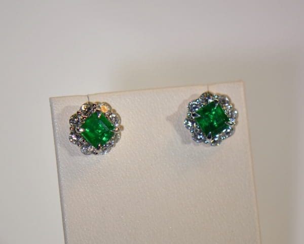 gia certified natural emerald diamond halo stud earrings.JPG