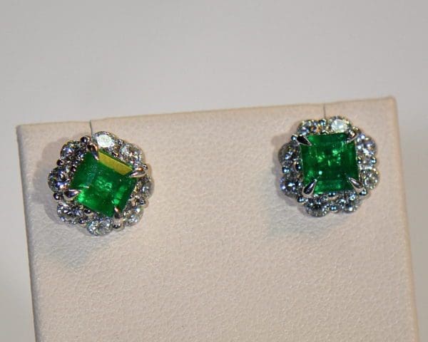 gia certified natural emerald diamond halo stud earrings 2.JPG