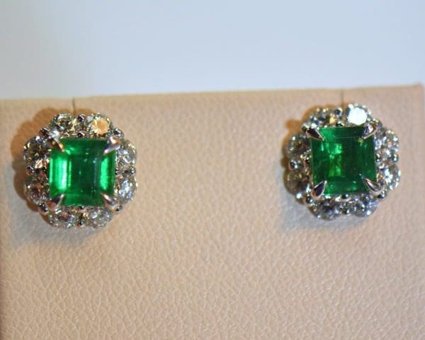 gia certified natural emerald diamond halo stud earrings 3.JPG