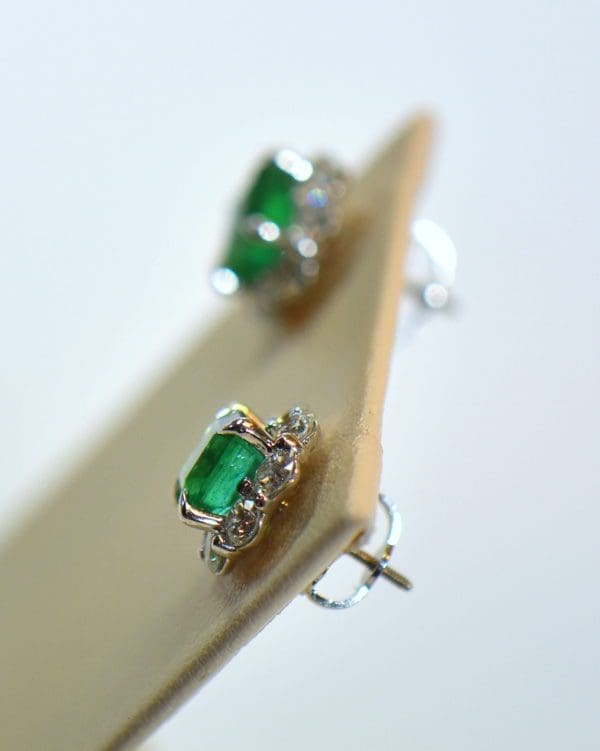 gia certified natural emerald diamond halo stud earrings 4.JPG