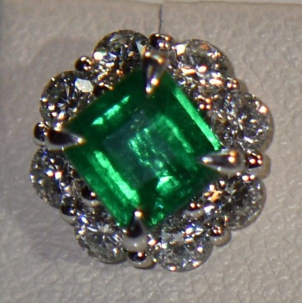 gia certified natural emerald diamond halo stud earrings 6.JPG