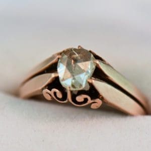 rose cut diamond rose gold solitaire engagement ring