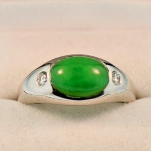 vintage platinum jade mens ring green jadeite jade and diamonds