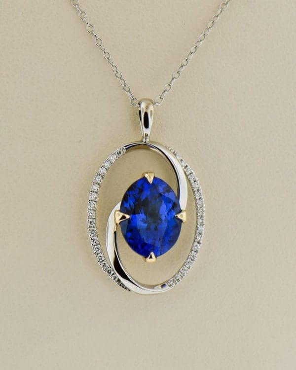 custom oval swirl pendant with gem grade 4ct tanzanite 3