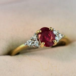 estate dainty twotone gold and burma ruby ring