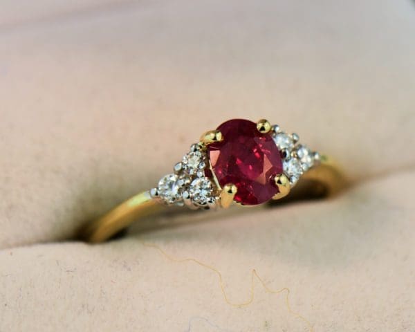 estate dainty twotone gold and burma ruby ring