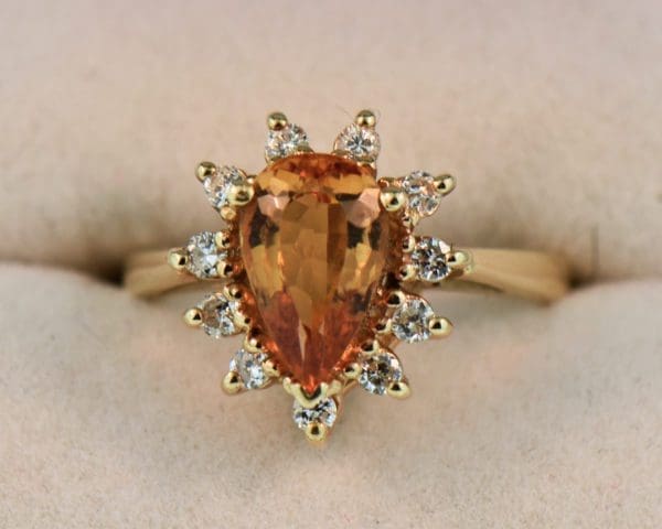 estate pear shape precious topaz and diamond halo ring 2