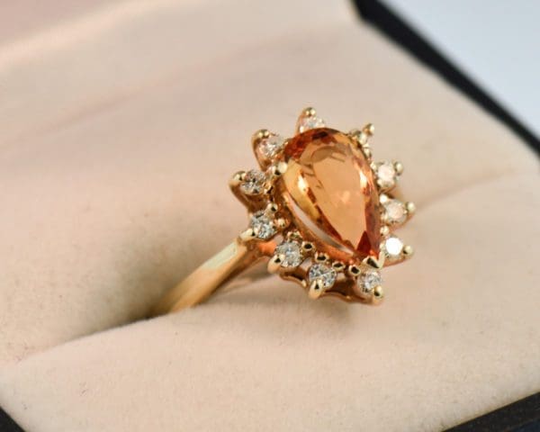 estate pear shape precious topaz and diamond halo ring 3
