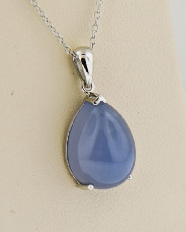periwinkle blue chalcedony pendant in white gold