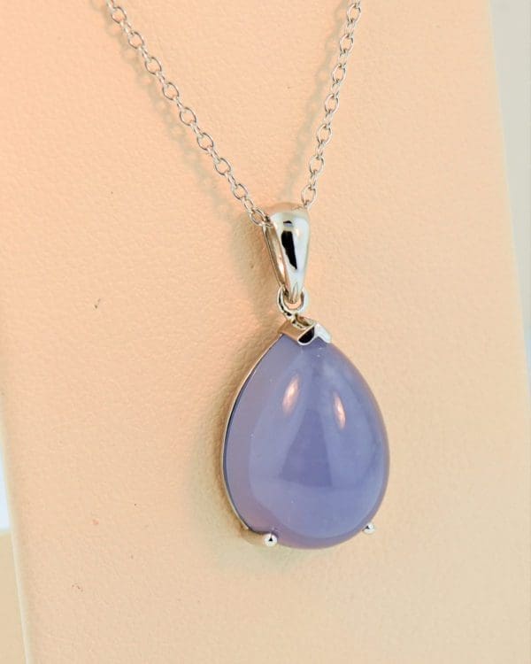 periwinkle blue chalcedony pendant in white gold 3
