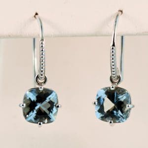 solitaire aquamarine drop earrings in white gold