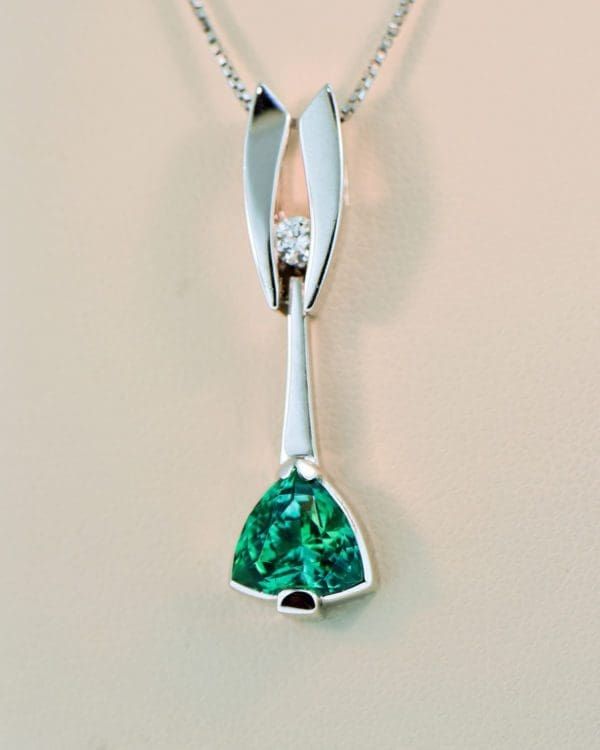 artistic custom drop pendant with triangular teal tourmaline 4
