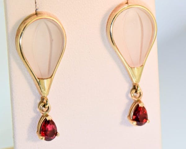 estate hot air baloon jewelry pendant earrings quartz and red spinel in gold 2