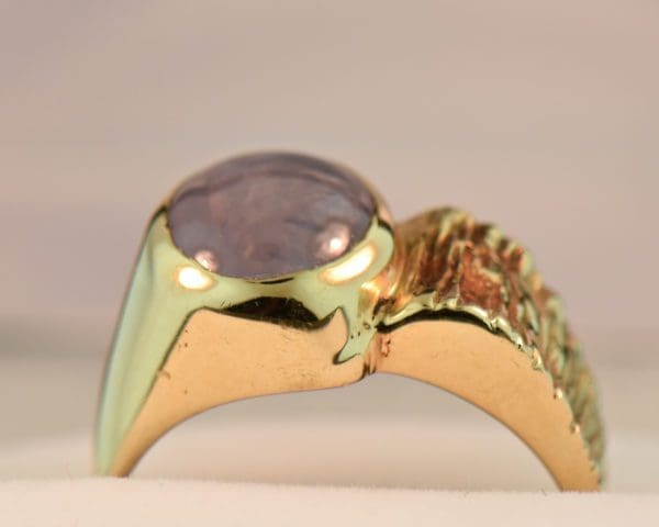 estate unisex ring with lavender star sapphire and textured gold 3