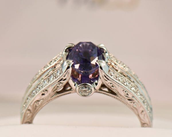 fwcj custom ring with untreated purple sapphire and yellow diamonds 2