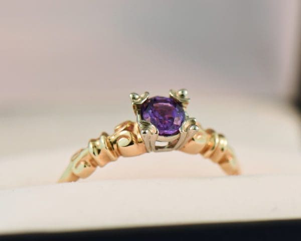 late deco dainty purple sapphire solitaire ring 2