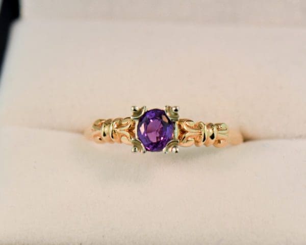 late deco dainty purple sapphire solitaire ring 4