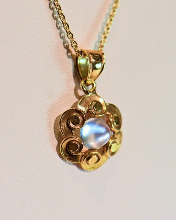 moonstone stickpin conversion pendant with blue sheen