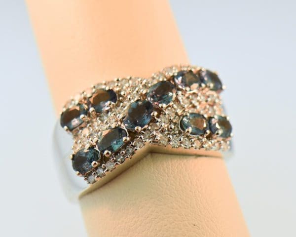 natural alexandrite crossover cluster band with diamond accents 4