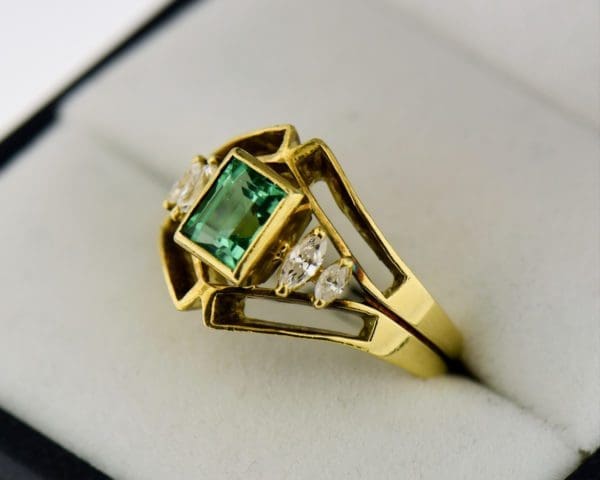 vintage french 18k emerald diamond ring 2