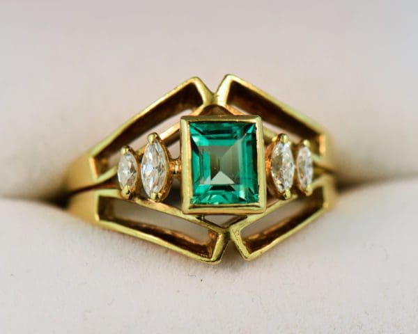 vintage french emerald and diamond ring 2