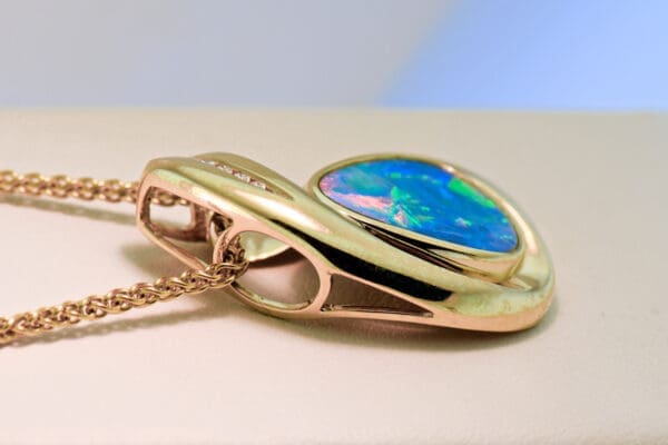 amazing large australian opal doublet gold pendant 2