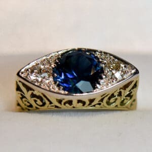 antiqe dark teal montana sapphire engagement ring eye shape