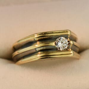 estate mens ring with diamond and black rhodium