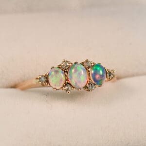 antique edwardian opal and diamond three stone ring