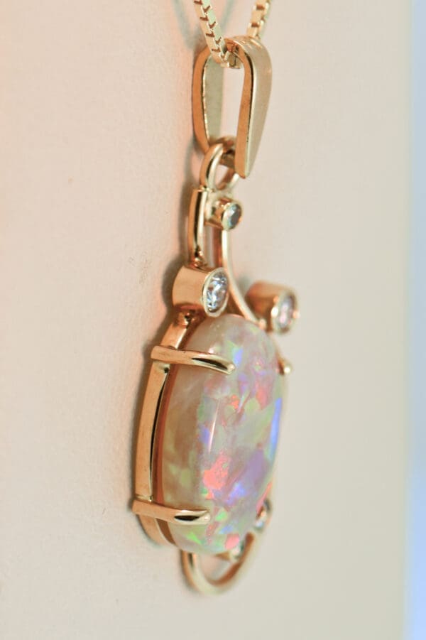 australian 18k freeform pendant with ribbon flash multicolor crystal opal 2