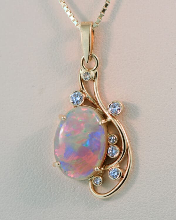 australian 18k freeform pendant with ribbon flash multicolor crystal opal 5