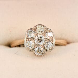 edwardian antique dainty diamond cluster engagement ring