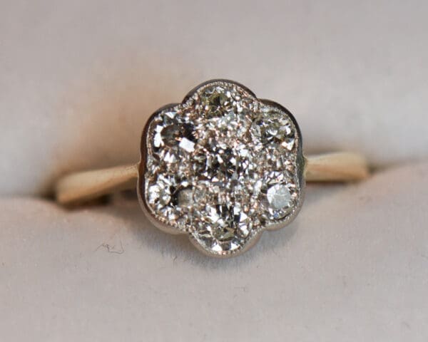 edwardian antique dainty diamond cluster engagement ring 4