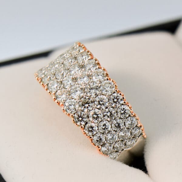 impressive custom pave diamond band in white and rose gold 3