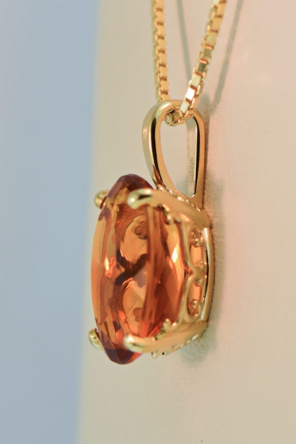 madeira citrine solitaire pendant in yellow gold scrollwork 3