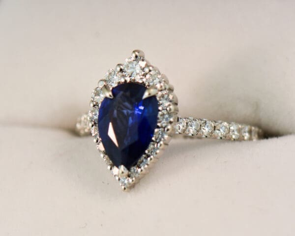 modern pear shape blue sapphire engagement ring 5