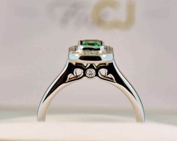 tsavorite and diamond emerald cut halo ring 2
