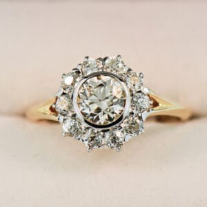 victorian antique round diamond halo engagement ring 1ct euro cut diamond center