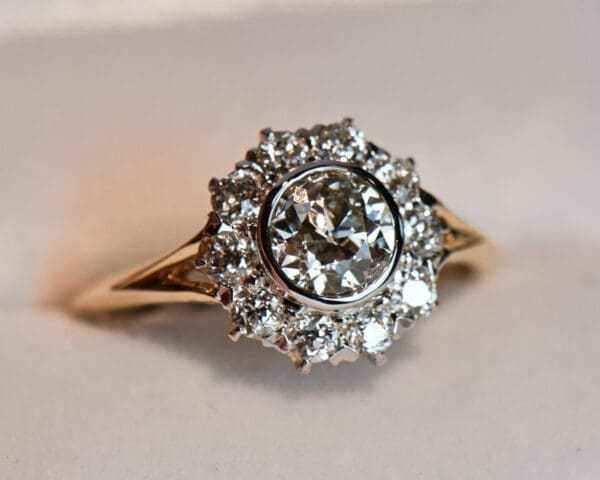 victorian antique round diamond halo engagement ring 1ct euro cut diamond center 4