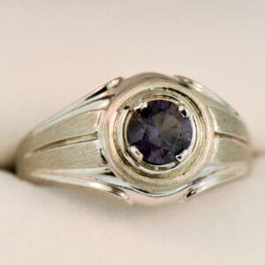 vintage gents ring with round purple spinel