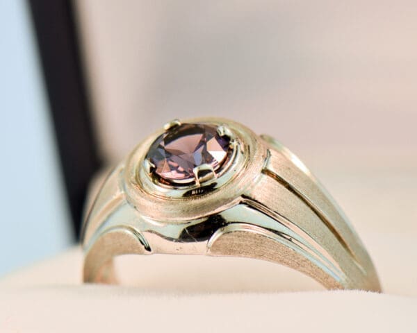 vintage gents ring with round purple spinel 2