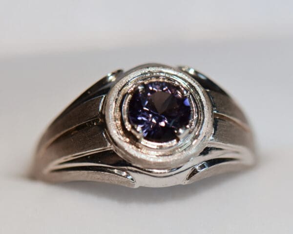 vintage gents ring with round purple spinel 3