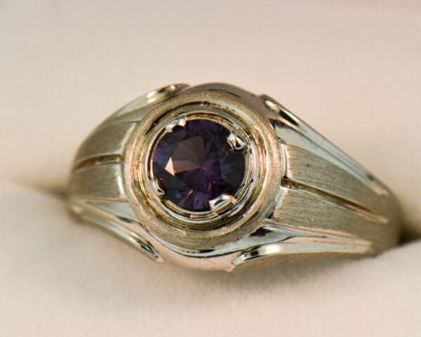 vintage gents ring with round purple spinel 4