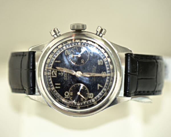 antique spera missswiss pilot s chronograph wristwatch with black dial