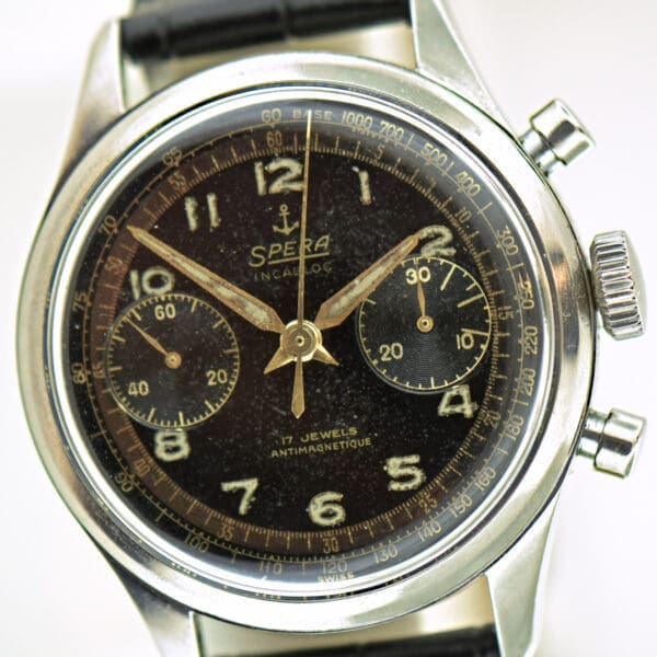 antique spera missswiss pilot s chronograph wristwatch with black dial 3
