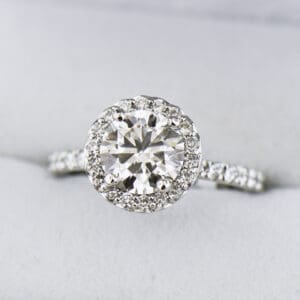 lab created diamond halo engagement ring white gold