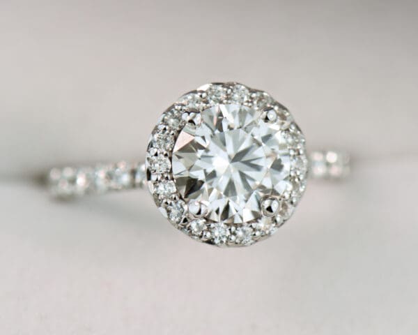 lab created diamond halo engagement ring white gold 3