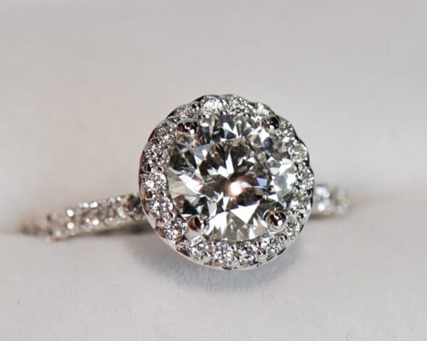 lab created diamond halo engagement ring white gold 5