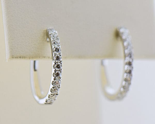 mid size diamond hoop earrings oval shape 2