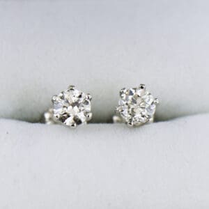old european cut diamond stud earrings in platinum